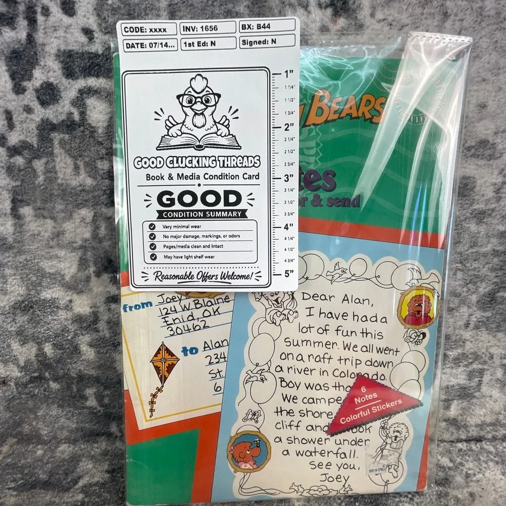 The Berenstain Bears Notes to Color & Send 6 Note Stationery Set Stickers